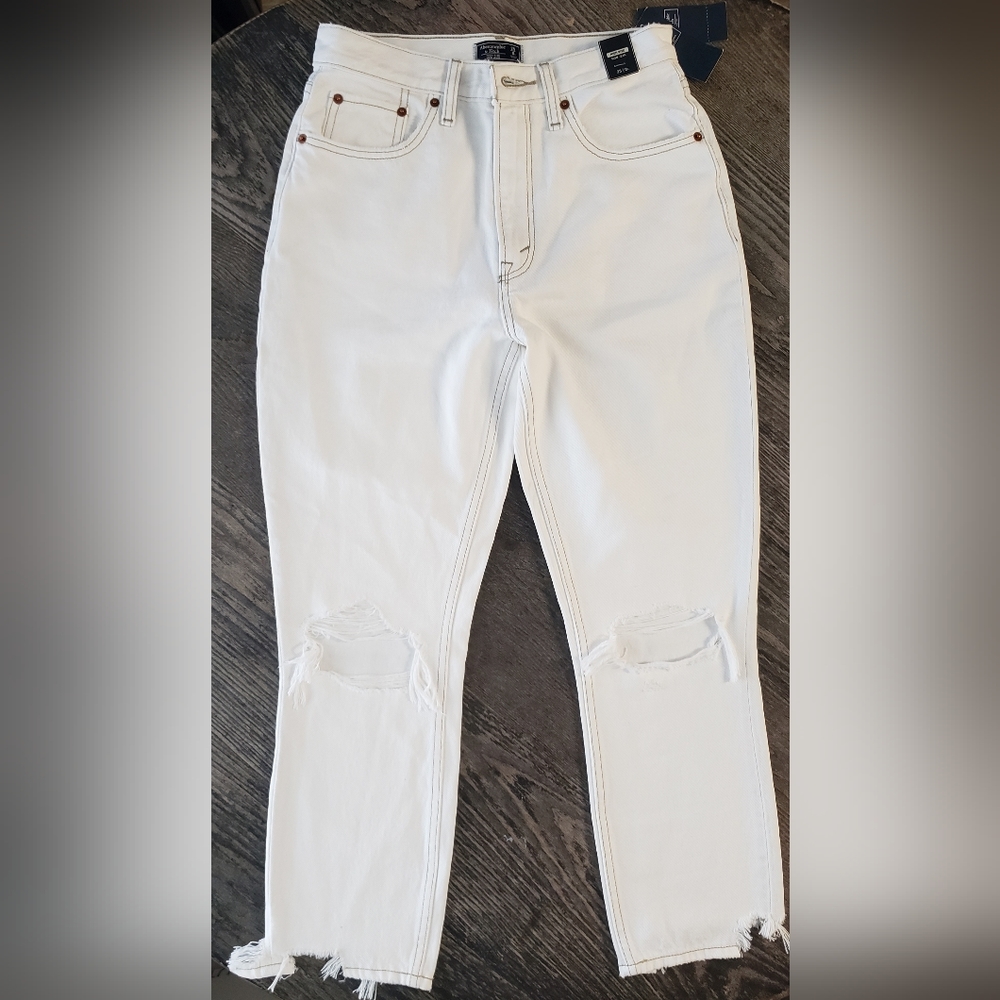 Abercrombie & Fitch Distressed High Rise Mom Jean